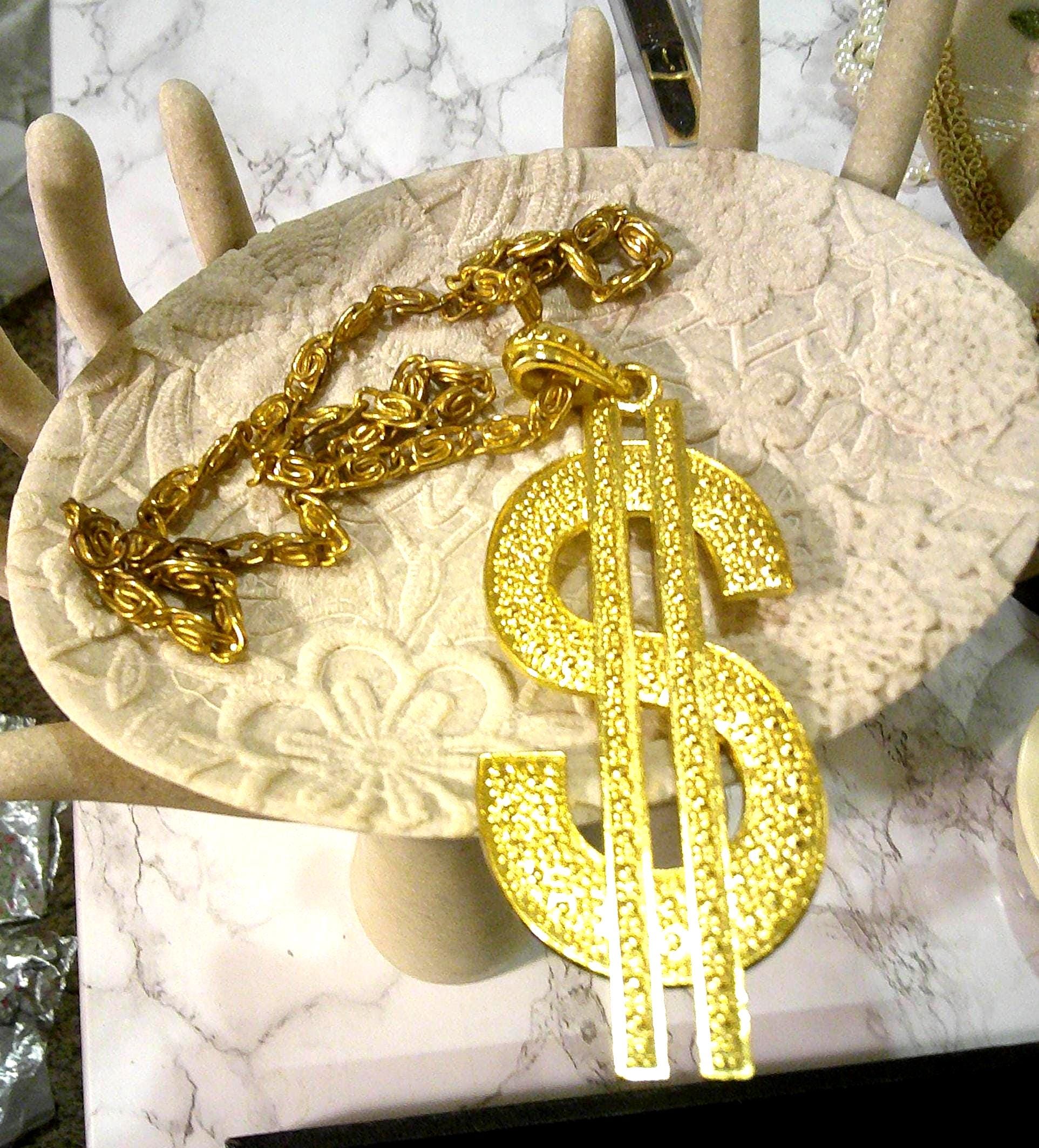 Dollar Chain Big Gold Charms For Necklaces Chain Dollar Sign Fake