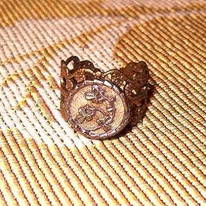 Statement Ring, Bronzed Tone Metal, 3 Clover Leaves, Embossed, Openwork Shank, Open Back, Adjustable, Lovely Ornate Designs, Jewelry, Ring