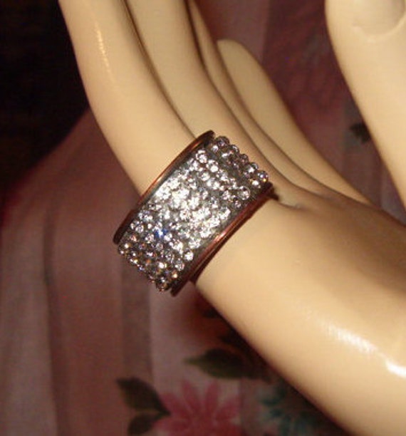 Statement Ring, Rhinestone Ring, 5 Rows of Pave Rh