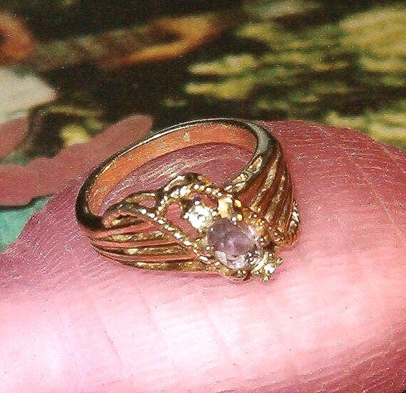 Amethyst Fun!  Statement Ring, Amethyst w Crystal… - image 1