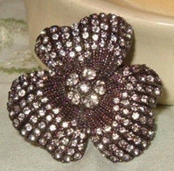 Statement Ring, Pave Rhinestone Flower Ring, Show… - image 3