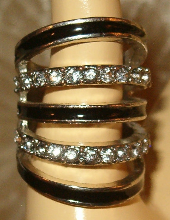 Statement Ring, Cage Ring, Rhinestones and Blacke… - image 3