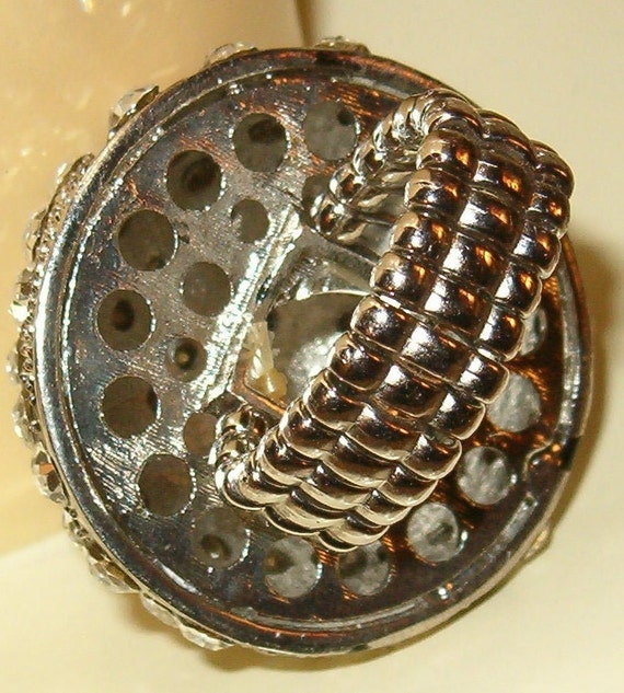 Rhinestone Statement Ring, Large Clear Rhinestone… - image 3