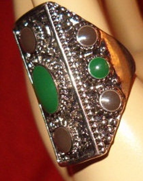 Statement Ring, Massive Size, Thick Silvered Meta… - image 5