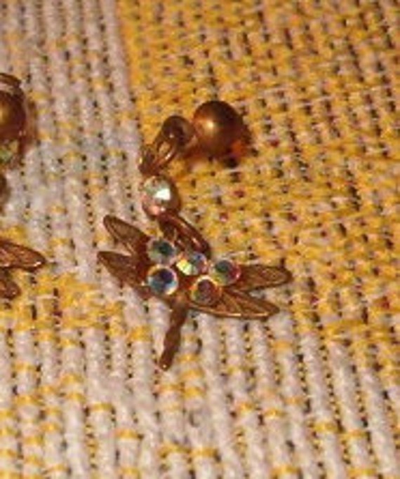 Night Sparks Dangle Earrings, Drop 1"L, Dragonfly… - image 3