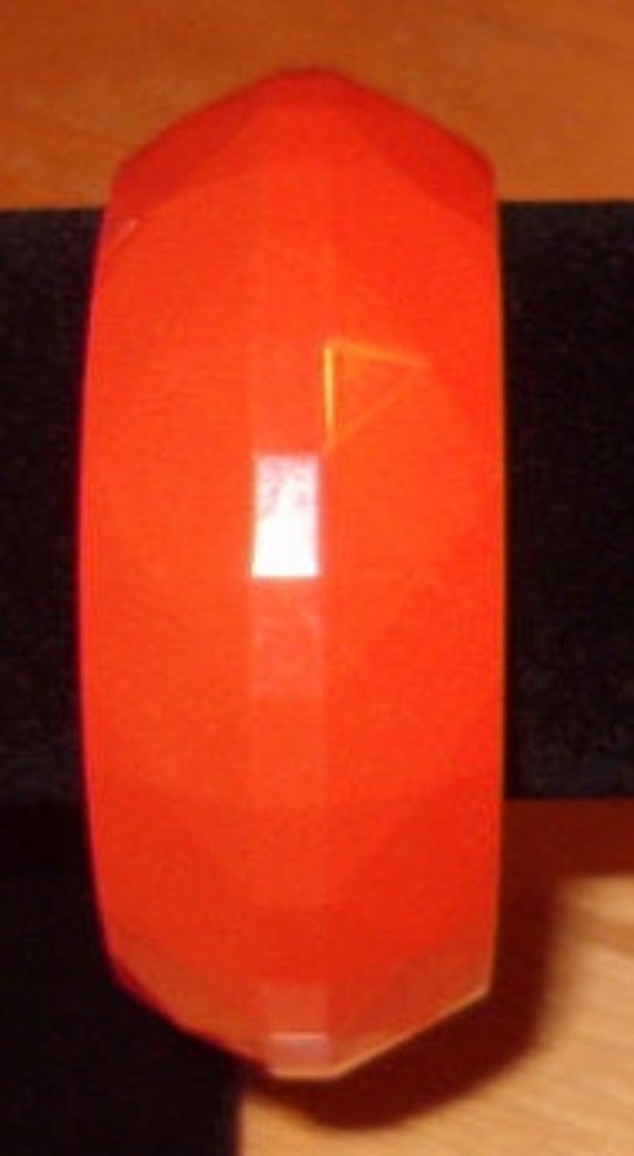 Bangle Bracelet! Bright Orange, Faceted Plastic, … - image 2