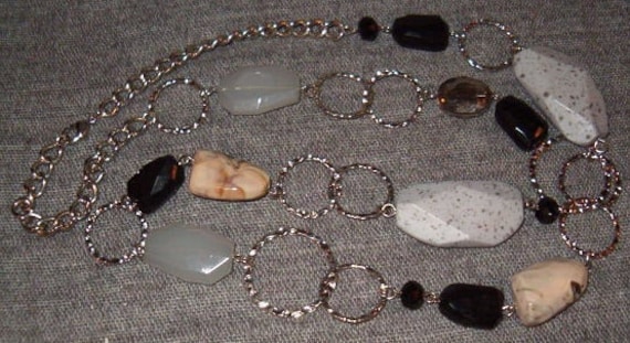 Beaded Necklaces, Long Chain Necklace, Stone Look… - image 2