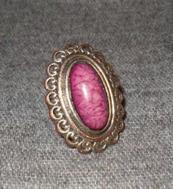 Dream Rose Stone Ring, Veined Gorgeous Stone, Lg M
