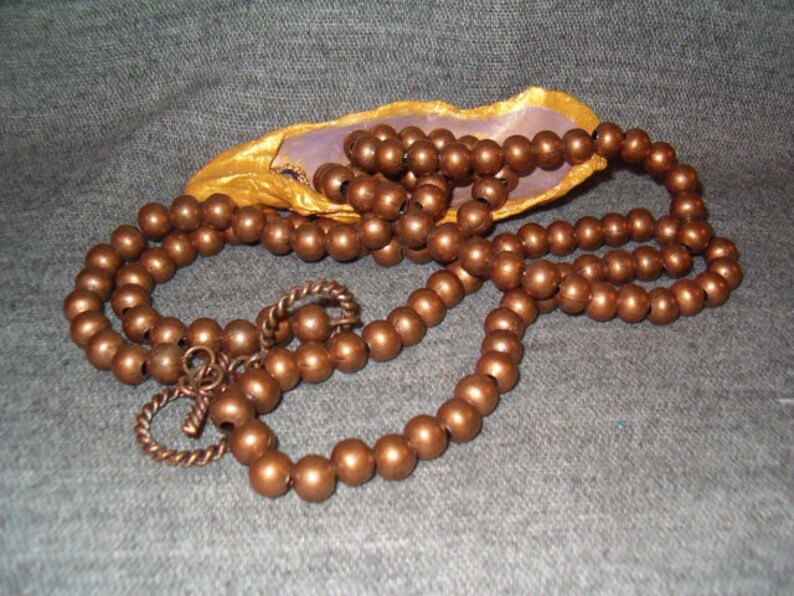 Tag w Cross West /& Co Bronzed Beads Beaded Necklace Bronze Beauties Unisex Lovely Piece 42 to 44 Adjustable Amazing Piece 1990/'s