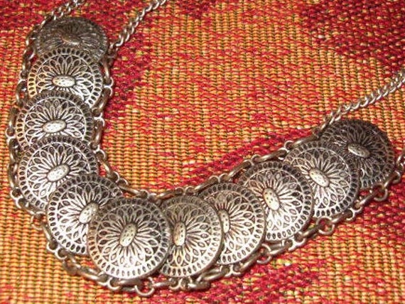 Chain Necklace, 11 Metal Shields, Ornate Shields,… - image 4