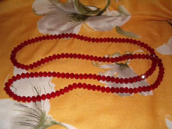 Romantic Affair!  Crystal Necklace, Solid Ruby Cr… - image 1