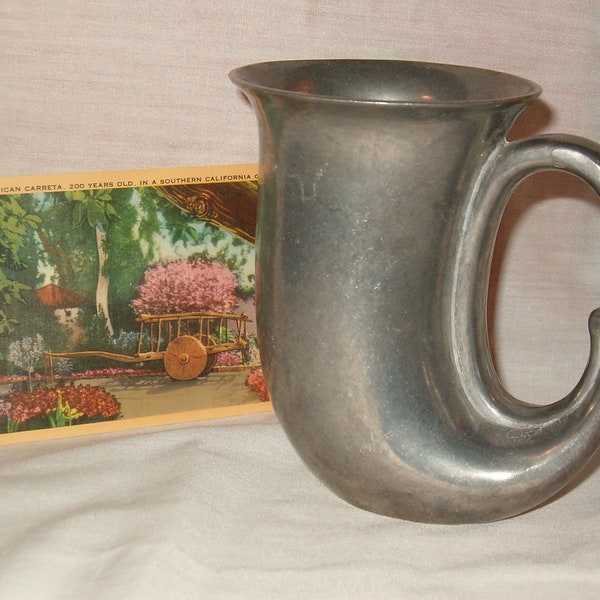 Horned Mug, Pewter Like Metal, 5 1/2"H, Perfect for Beer, Safe, Great Shape, Perfect Gift, 1970's, Durable, Leonard, Home Living, Drinkware