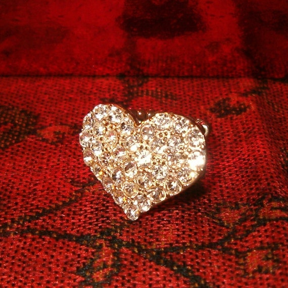 Statement Ring, Rhinestone Heart!  Many Rhineston… - image 1