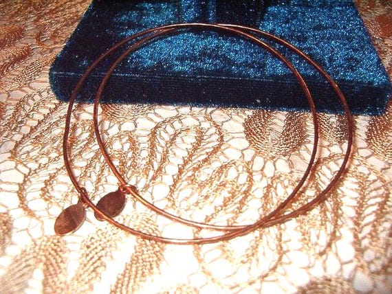 Two Copper Bangle Bracelets, Fine Designed Wire w… - image 1