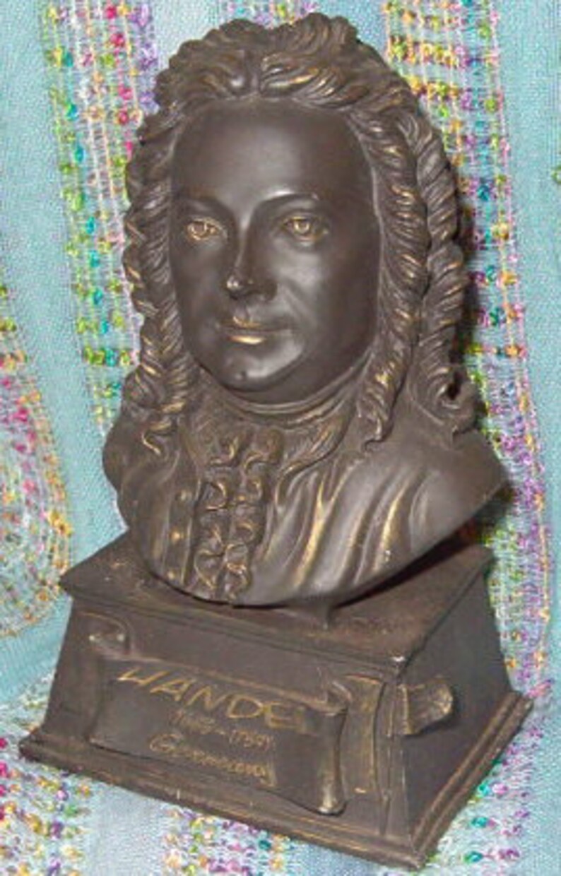 5 12H Germany Music Lover Fragments of a Past 1960/'s Detailed Design Green Felt Base Bust of Handel 1685-1759 Excellent Piece