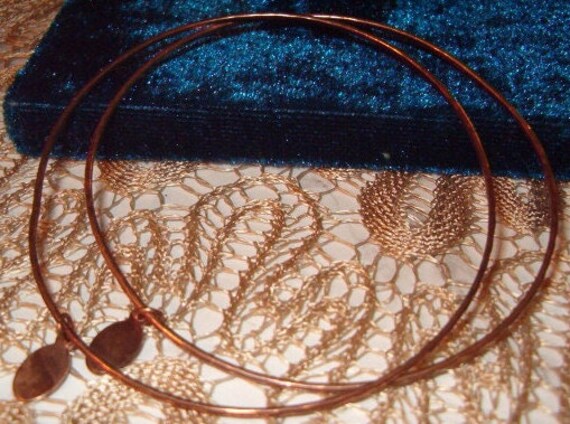 Two Copper Bangle Bracelets, Fine Designed Wire w… - image 2