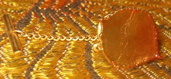 Tie Pin Tie Tac, Tiny Copper Tone Leaf, Golden Me… - image 3