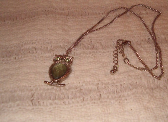 Yooo Whooo Owl Charm Necklace, Silvered Owl  1 1/… - image 1