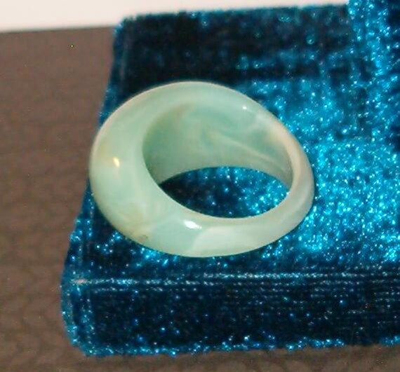 Statement Ring, Pale Aqua Bluish Green, Plastic o… - image 3
