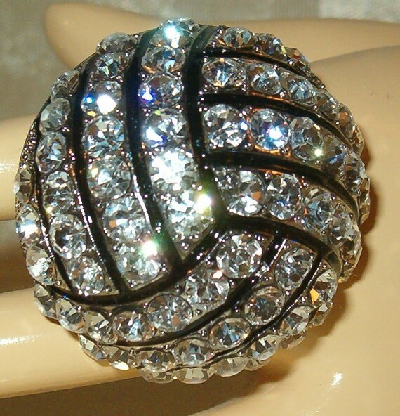 Rhinestone Statement Ring, Large Clear Rhinestone… - image 2