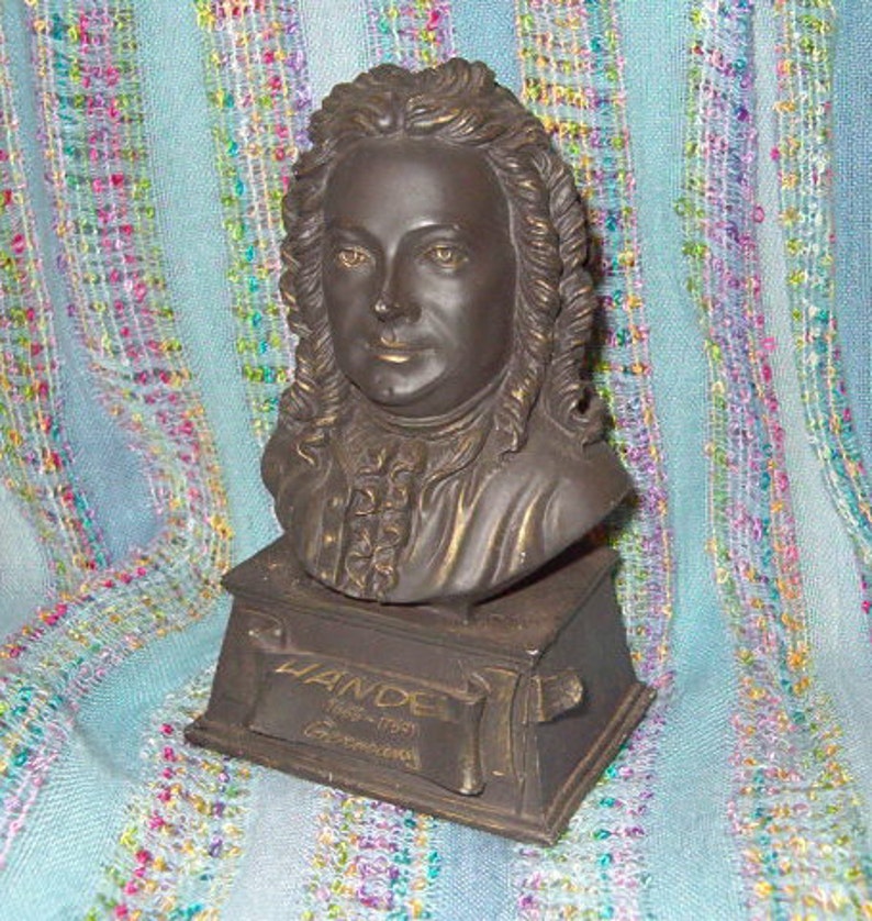 5 12H Germany Music Lover Fragments of a Past 1960/'s Detailed Design Green Felt Base Bust of Handel 1685-1759 Excellent Piece