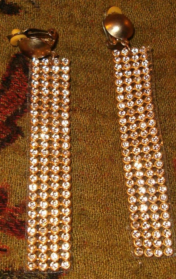 Dangle Earrings, Drop Earrings, Solid Clear Rhine… - image 2