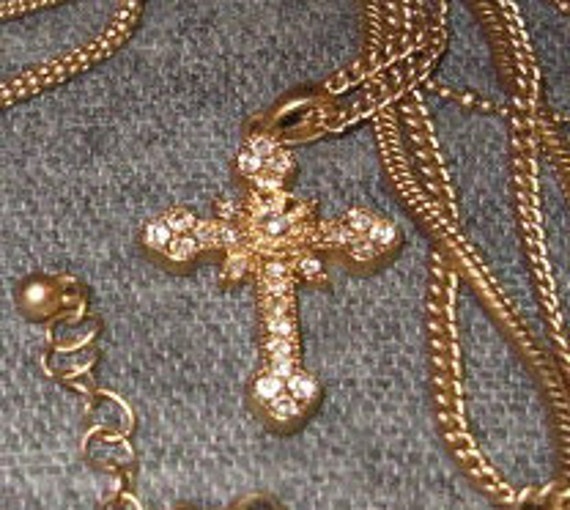 Chains, Necklaces, Cross with Rhinestones, 24" Sn… - image 3