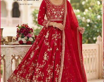 Red Anarkali Suit for Women | Heavy Embroidered Indian Ethnic Wear | Wedding Party Wear Salwar Kameez | Festive Designer Anarkali Dress