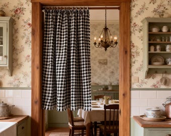 Woven Cotton Retro Bird Curtain, American Style Kitchen Door Cabinet Half Drape
