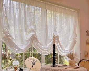 French Cream Sheer Gauze Curtain - Light Filtering Window Panel