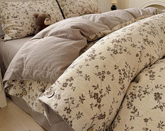 Earthy -Inspired Beige Floral Bedding Set