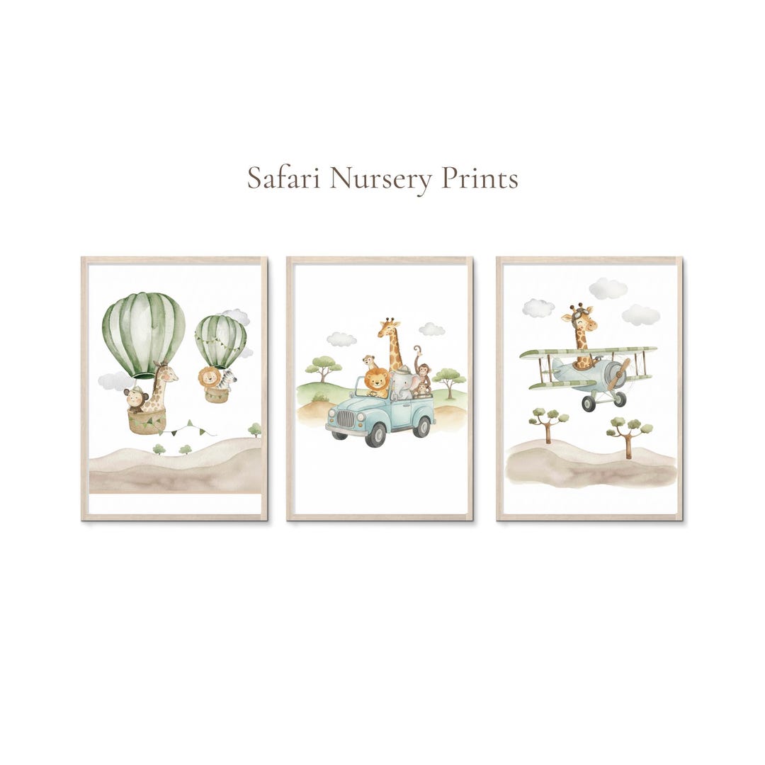 Safari Nursery Wall Art Set | Jungle Nursery Decor | Neutral Safari ...