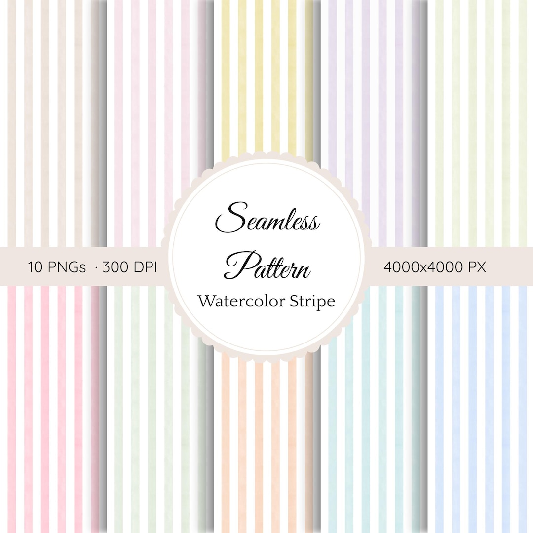 Seamless Stripe Digital Paper Pack Printable Pastel Watercolor Stripes ...