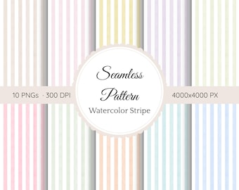 Naadloze streep digitaal papierpakket afdrukbare pastel aquarel strepen voor scrapbooking en knutselen