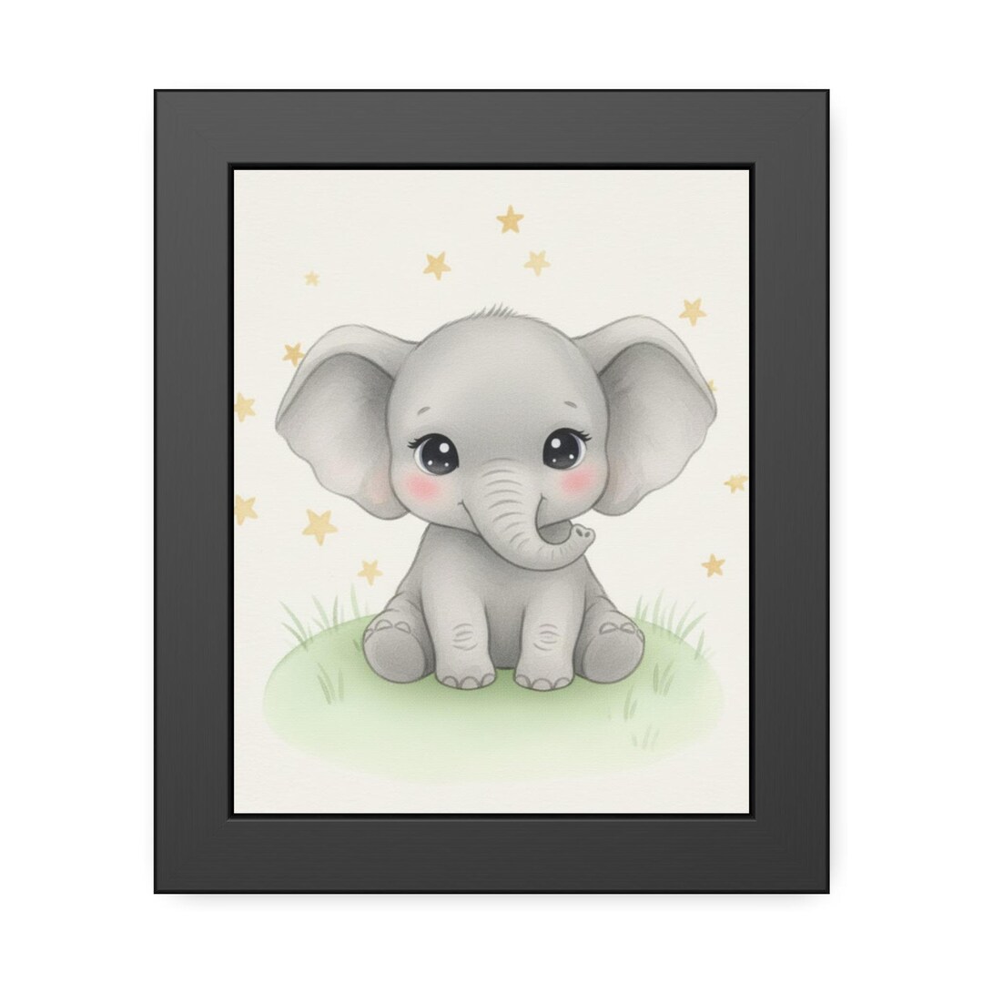 Cute Baby Elephant Poster Framed Paper Poster | Nursery Wall Art - Etsy