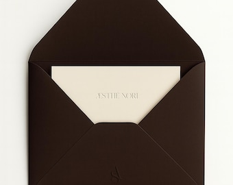 Luxury Chocolate Envelope Card Mockup | AI Beauty Branding | PSD Invitation Template | Business Card | Minimal Logo Brand Identity Mockup