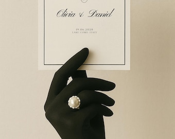 Elegant Gloved Hand Wedding Card Mockup | Luxury Wedding Invitation PSD Template | Editorial Wedding Stationery Mockup