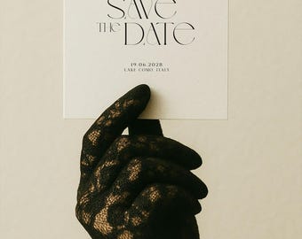 Black Lace Hand Card Mockup | Wedding Invitation Mockup | Elegant Wedding Stationery | PSD Mockup | Luxury Save The Date Card