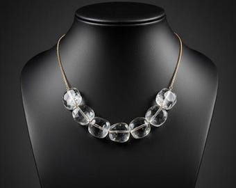 Collar de cuarzo transparente hecho a mano / Gargantilla de cristal natural / Joyería curativa minimalista / Regalo para ella