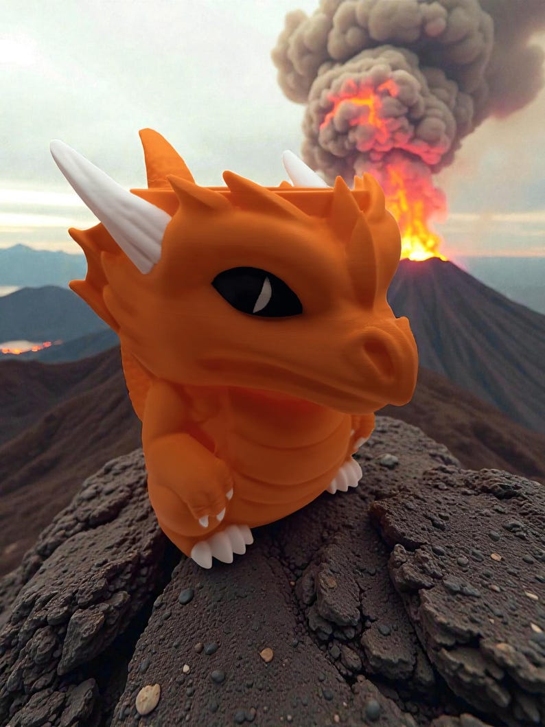 Porta helados con forma de dragón impreso en 3D Orange