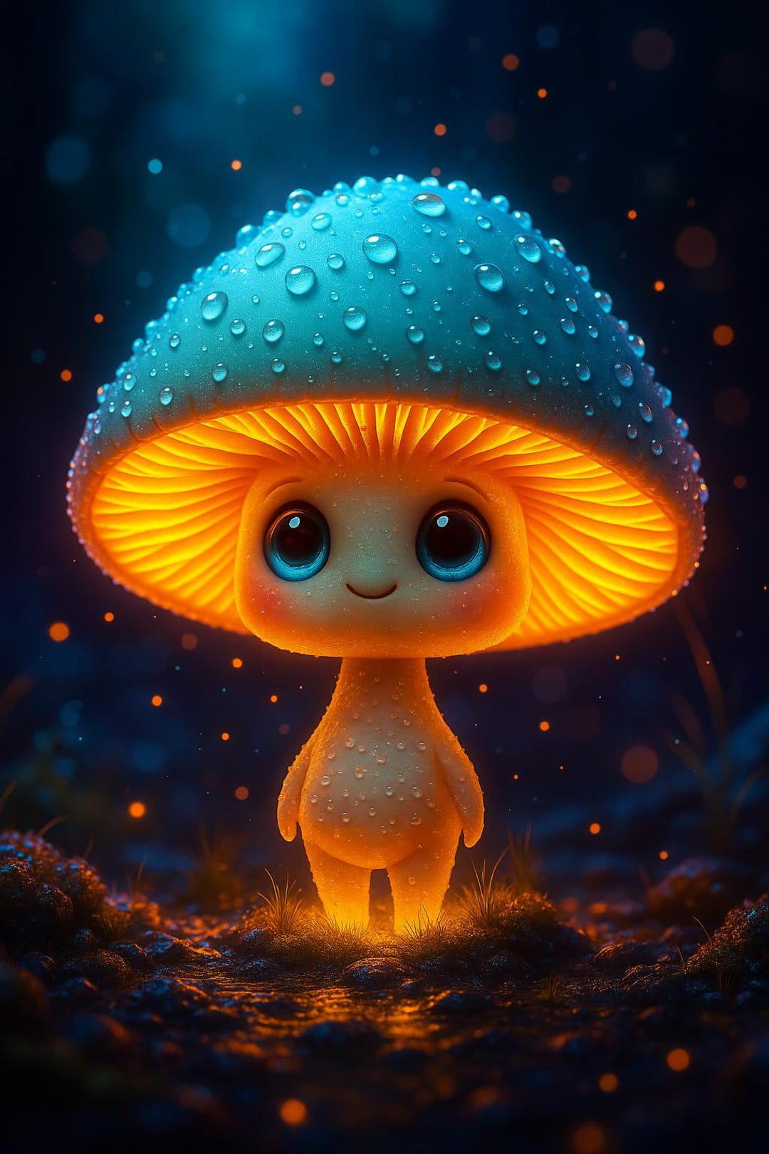Kawaii Mushroom Spirits Mobile Wallpaper: Glowing Forest 4K (digital ...