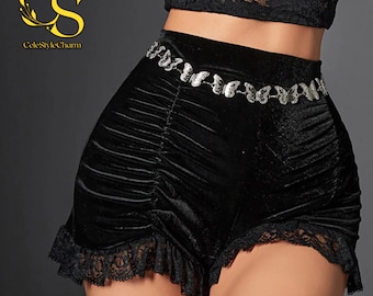 Gothic Short Skirt | High Waist Lace Hem | Y2K Grunge | Alternative Streetwear Outfit
