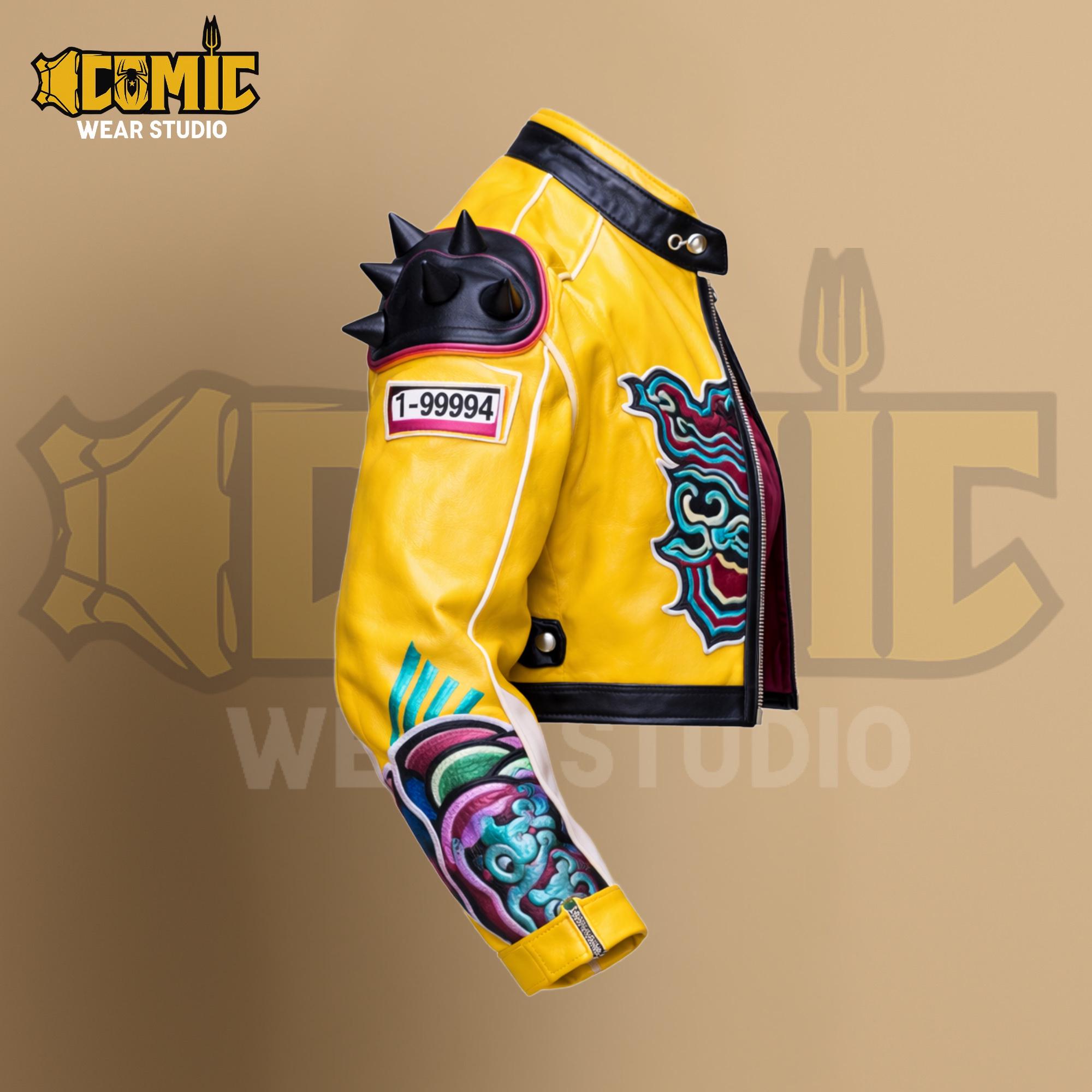 K-pop Rumi Inspired Leather Jacket, Women's Yellow Real Leather Moto ...