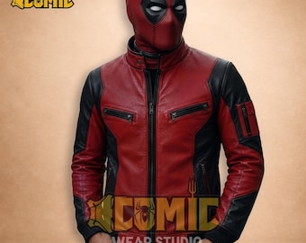 Red and Black Real Leather  Super Hero Jacket, Comic Inspired Cosplay Costume Premium Streetwear , Red Black Combo bomber jacket
