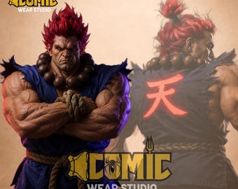 Akuma  Inspired Street Fighter Leather Vest - Men's Cosplay Gi, Japanese Kanji Martial Arts Waistcoat, Tekken Video Game Costume, Anime Vest
