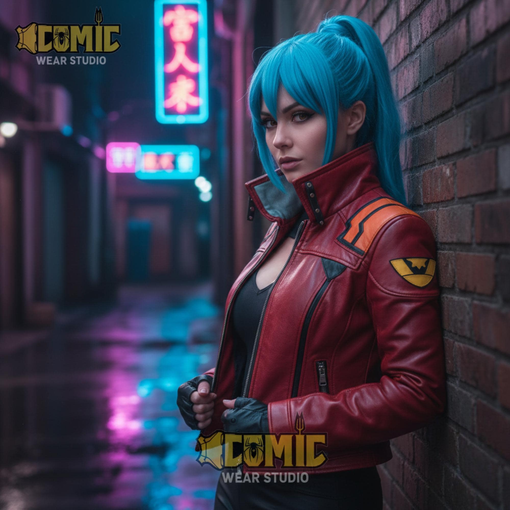 Handmade Misato Katsuragi Red Leather Jacket, Real Leather Anime
