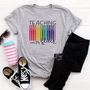 Teaching with Flair, Flair Pen Teacher Shirt, Teacher Tee, Teaching Tee, New Teacher Shirt, Back to School Shirt, Teacher Gift, (gray shirt)