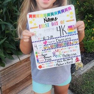 First Day of School Sign, First Day of School Picture Sign, Back to School Sign, Back to School Photo Sign, Dry Erase School Sign, (Pink)