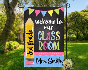Welcome To Our Classroom, Personalized Teacher Flag With Grade Level, Personalized Teacher Flag, Personalized Teacher Decor, Classroom Flag