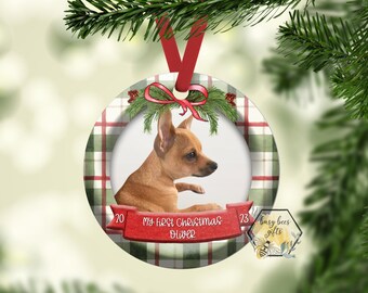 Personalized Pet Photo Ornament, Pet's First Christmas Ornament, Dog Cat First Christmas, New Pet Gift, Pet Holiday Ornament